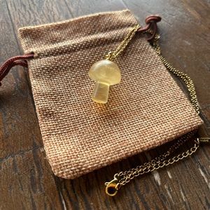 Rare! 💛 Fluorite Mushroom Pendant Yellow Fluorite Necklace Mushroom Necklace